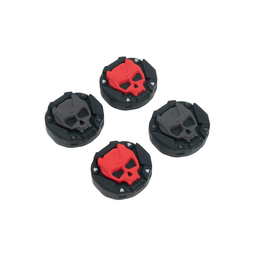 GeekShare Skull Thumb Grip Caps for PS5 Controller, Thumbsticks Cover Set Compatible with Switch Pro Controller and PS4/PS5, 2 Pairs / 4 Pcs (Black & Red)