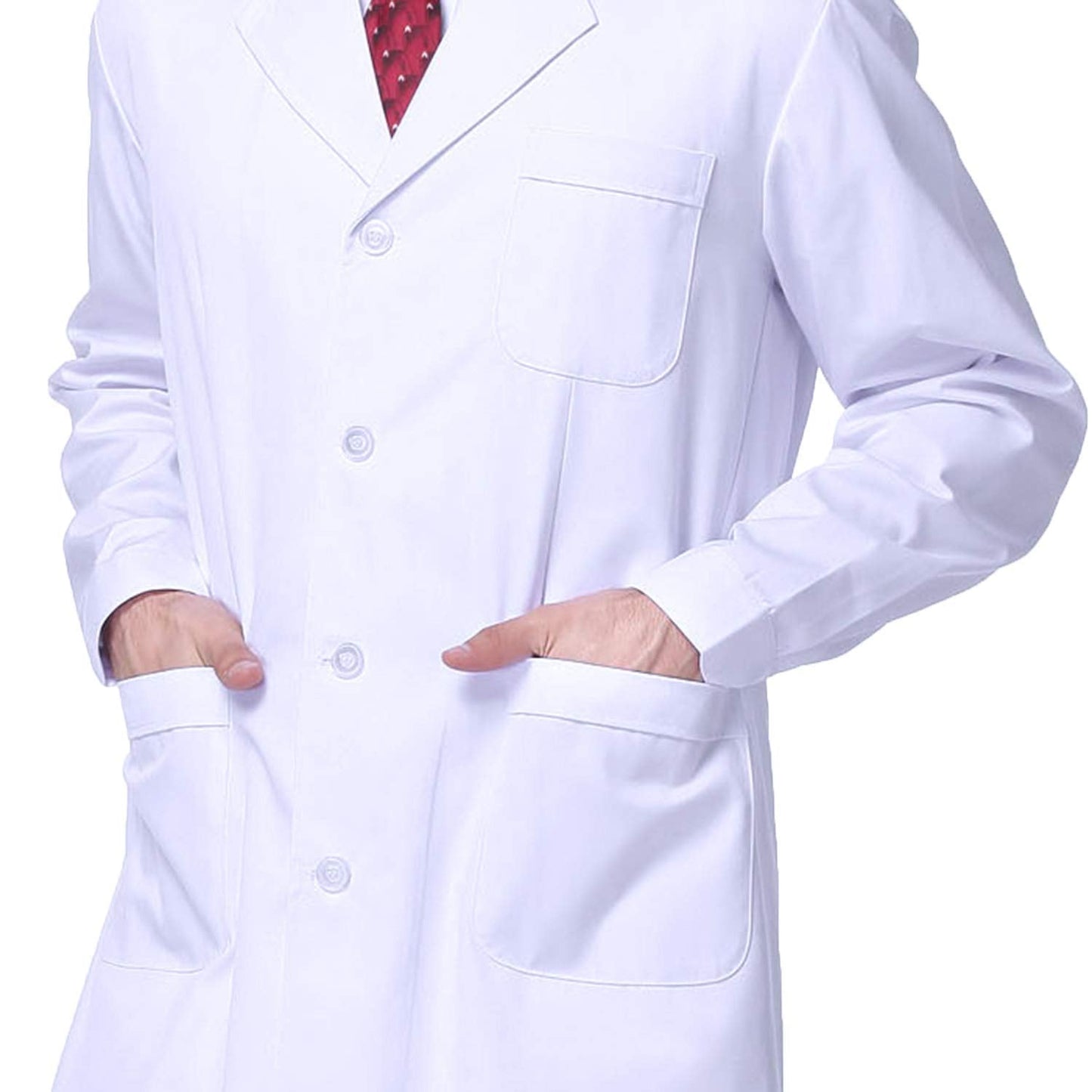 Waflyer White Unisex Cotton Polyester Scientist Lab Coat - Doctor Workwear Uniform for Food Coat Laboratory - Men's S