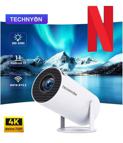 Technyon HY300 PRO+ 2025 | 1080P Full HD WiFi Projector with Android 11.0 – 12000 Lumens Portable Home Theater & Outdoor Movie Projector | Screen Mirroring for iOS/Android | Gaming & HDMI Compatible