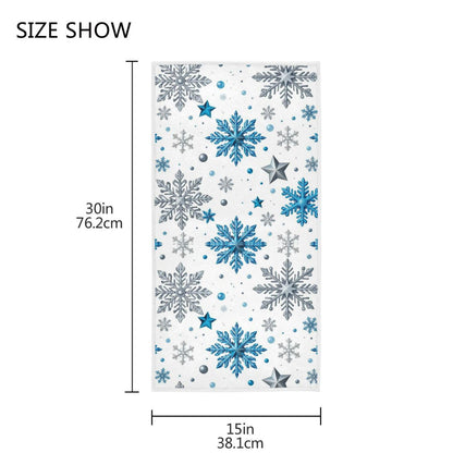 Christmas Snowflake Hand Towels Ultra Soft Winter Blue Silver Towels Kitchen Fingertip Towel Washcloths Highly Absorbent SPA Gym Guest Shower Towels Xmas Bathroom Decor 16 x 30 in