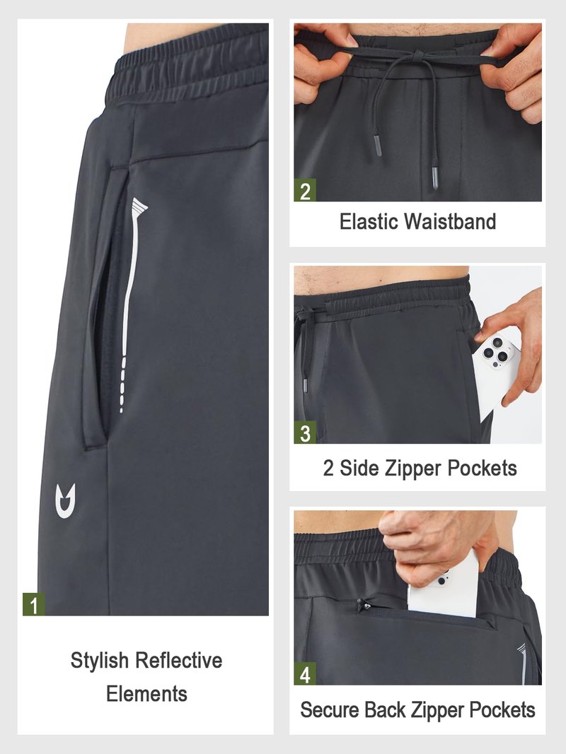 NORTHYARD Men's Joggers Athletic Workout Track Pants Running Gym Training Sweatpants with Zipper Pockets Open Hem Darkgrey L
