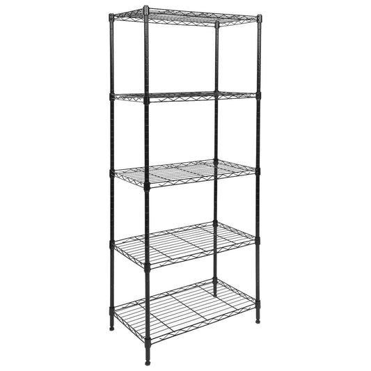 Whitmor 5 Tier Shelving Unit, Adjustable Storage Shelves with Wheels, Wire Shelving, 400 lbs Capacity per Shelf, Max 2000 lbs Total for Laundry, Garage, Plant, 21" L x 12" W x 54" H, Black