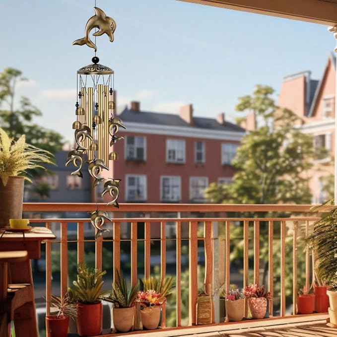 Dolphin Wind Chimes Decor, Mobile Blessing Wind Bells Decorate, Sympathy Wind Catcher, Memorial Gifts for Mom, Grandma, Woman (Housewarming/Outside/Indoor/Home/Room/Porch/Yard/Garden Decoration)