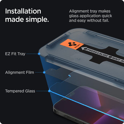 Spigen Tempered Glass Screen Protector [GlasTR EZ FIT] designed for iPhone 14 Pro Max [Case Friendly] - Sensor Protection / 2 Pack