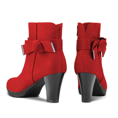 mysoft Women's Booties with Heel, Chunky Stacked Heel Zipper Ankle Boots for Ladies