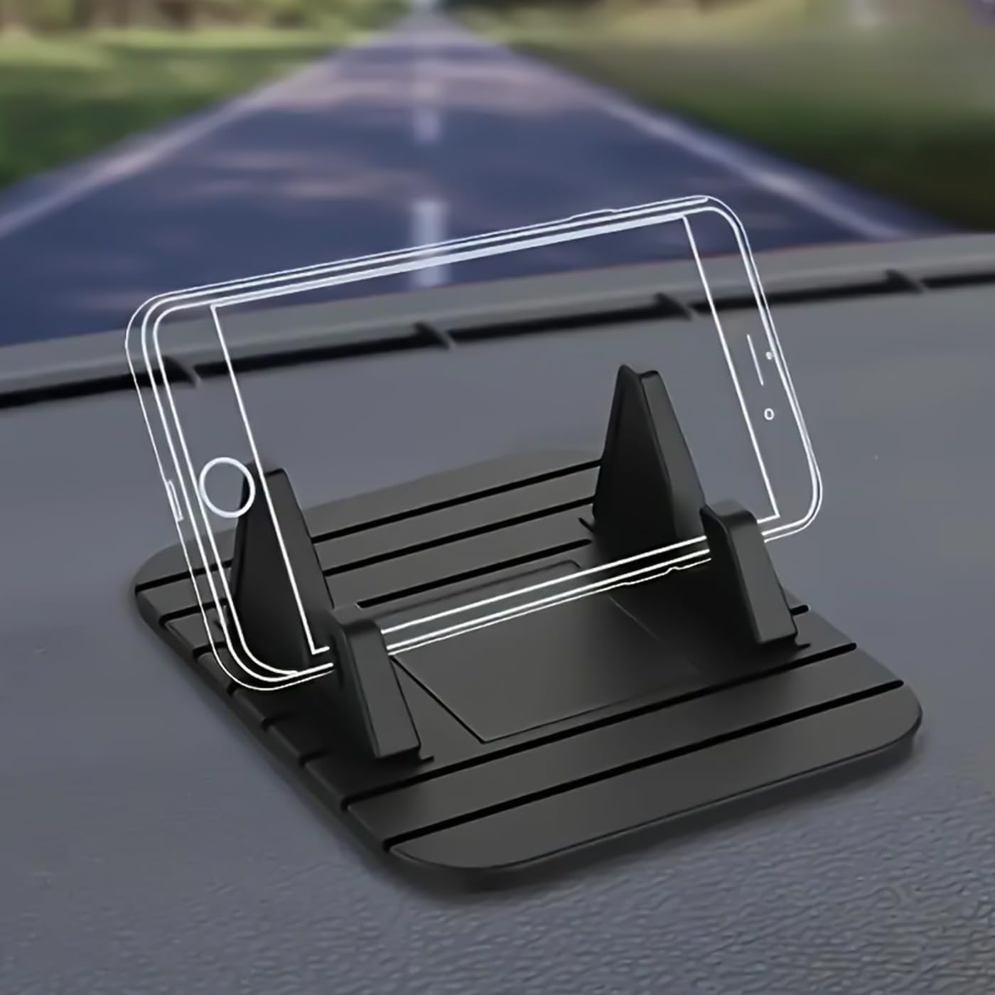 Car Phone Holder, Dashboard Cell Phone Holder with Non-Slip Silicone, Universal Car Dashboard Phone Holder with 120°Viewing Angle for Safe Driving and Navigation, Compatible with Smartphones