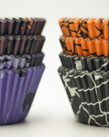 Bake Choice 400 pcs Halloween Mini Cupcake Liners with 12 pcs Cupcake Toppers, Mini Cupcake liners for baking, Halloween Cupcake Decorations