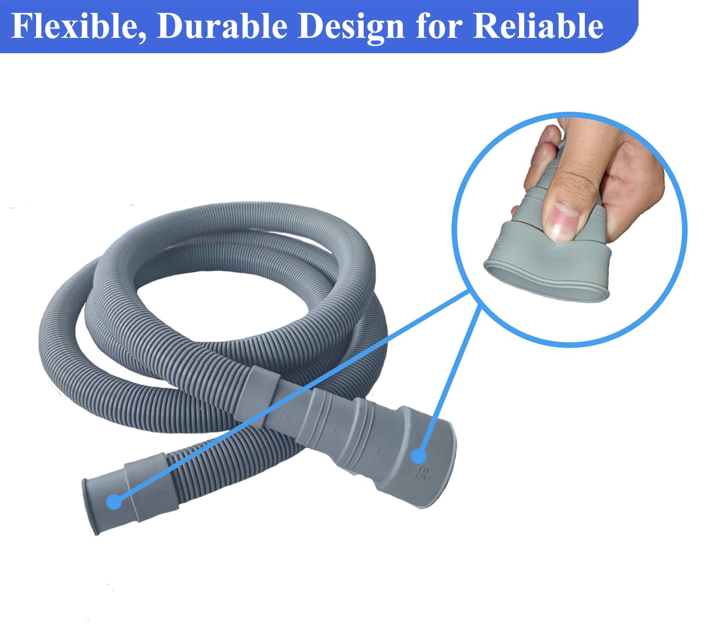 DLHMBOQ 10ft Washing Machine Drain Hose Extension Kit - Universal for Washer, Dishwasher & Dehumidifier, 7-Piece Set with U-Bracket, 4 Clamps & Adapter