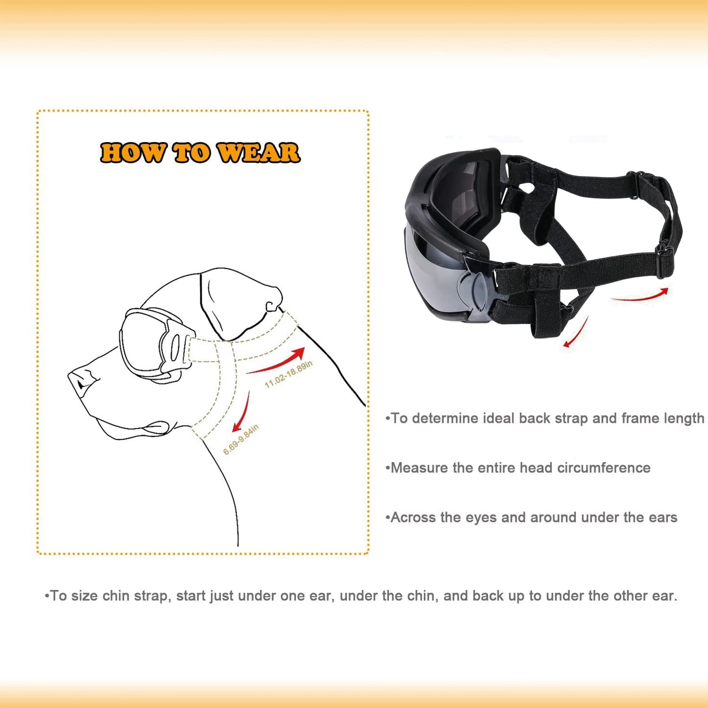 NVTED Dog Sunglasses Dog Goggles, UV Protection Wind Protection Dust Protection Fog Protection Pet Glasses Eye Wear Protection with Adjustable Strap for Medium or Large Dog (Pack of 1)