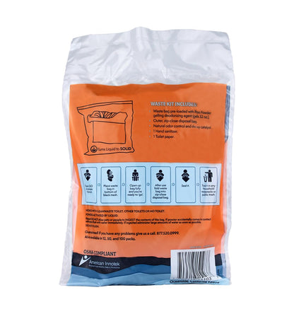 Cleanwaste Original WAG Bag Portable Toilet (12 Pack) - Go Anywhere Kit For Camping, Boating, Travel - NASA Gelling Powder for Poop/Pee