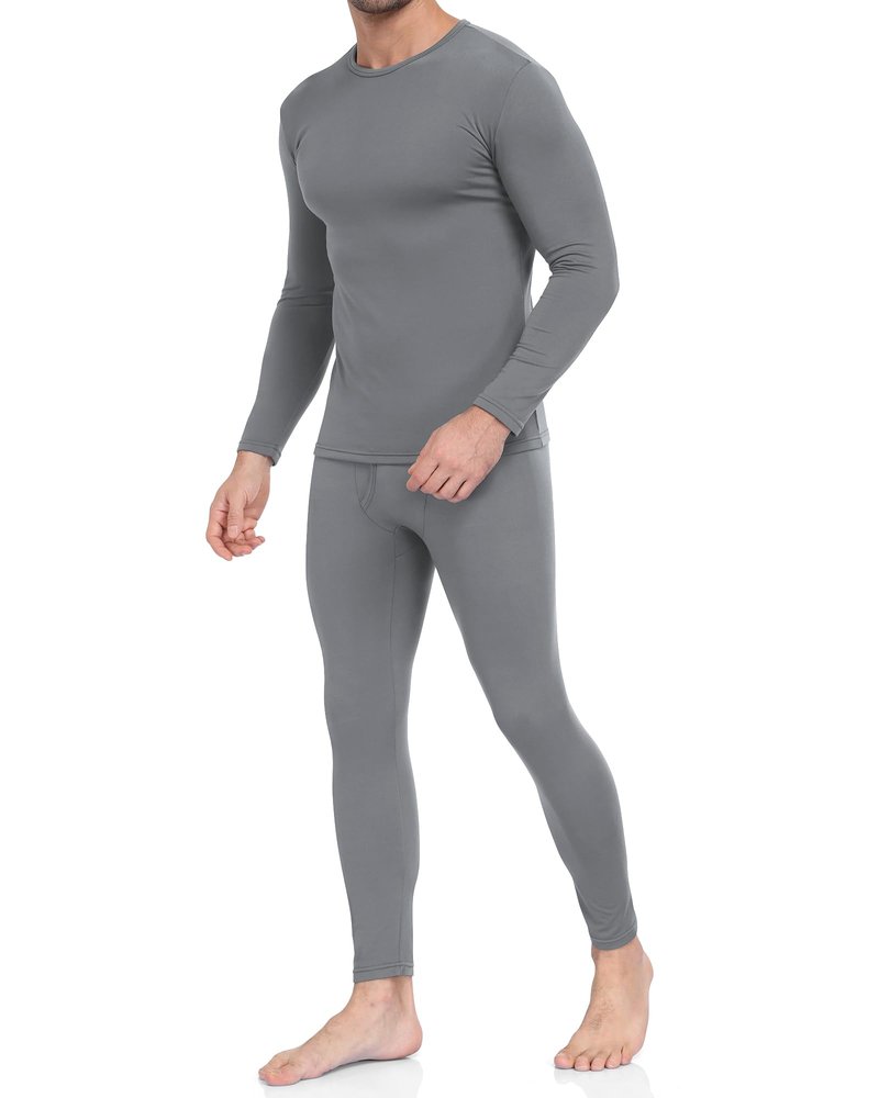 WEERTI Thermal Underwear for Men Long Johns with Fleece Lined Base Layer Men Cold Weather Top Bottom-Grey XXL