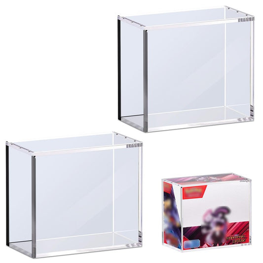 Kisbox 2 PCS PKMN Booster Box Acrylic Case, 5MM Acrylic Display Case, Clear Ultra Boxes for Display Compatible with PKMN Booster Boxes, Dustproof and Waterproof Display Box