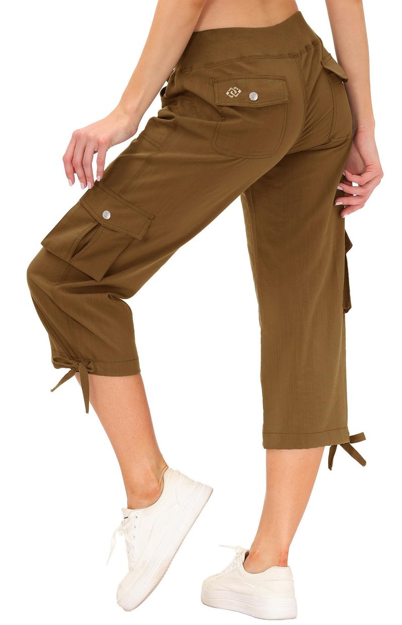MoFiz Womens Hiking Cargo Shorts Dry Fit Stretch Athletic Shorts with Pockets Yellow 1 3XL