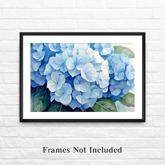 Yesad Blue Hydrangea Pictures, Floral Wall Art Flower Canvas Wall Art Botanical Prints Posters Rustic Wall Décor for Living Room Bedroom Kitchen Farmhouse Wall Décor (Unframed,30”x20”,Hydrangea1)