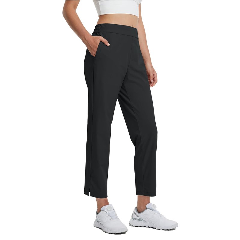 M MAELREG Womens Track Pants 7/8 Ankle Elastic Waist Drawstring Lounge Workout Petite Dress Golf Pants for Women Black