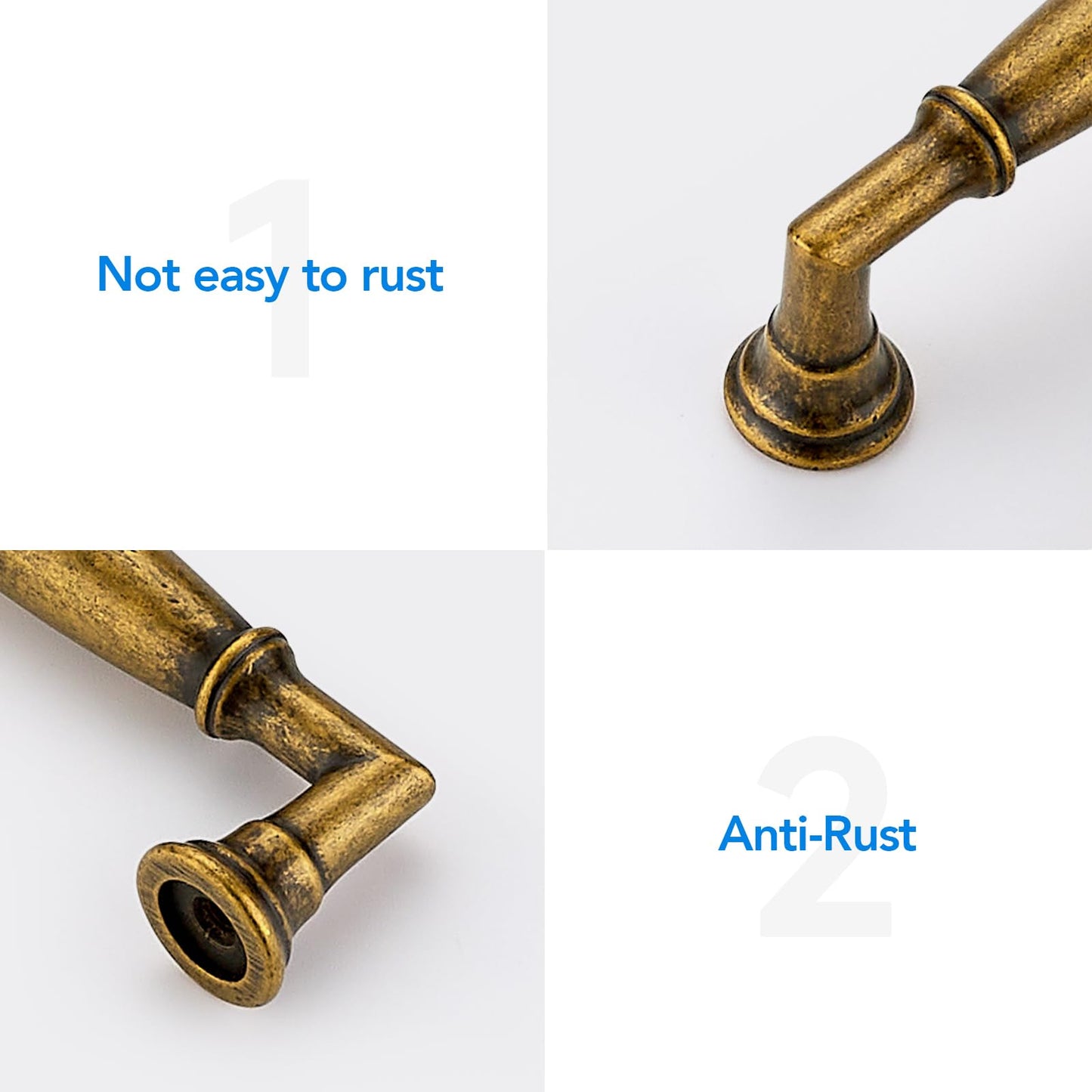 HOME EDIT 10 Pack 3-1/2 Inch Antique Brass Cabinet Handles Solid Zinc Alloy Pulls for Kitchen, Dresser, Closet & Bathroom Cabinets Hardware