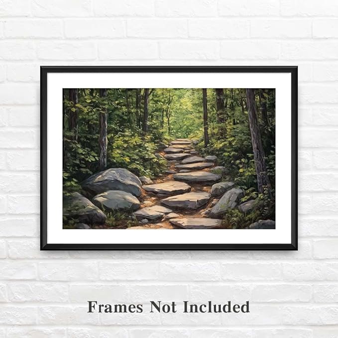 Yesad Nature Wall Art, Forest Path Landscape Wall Decor, Modern Farmhouse Canvas Art Abstract Botanical Canvas Décor Home Decorations for Living Room Bedroom (Unframed,12”x8”, Path)