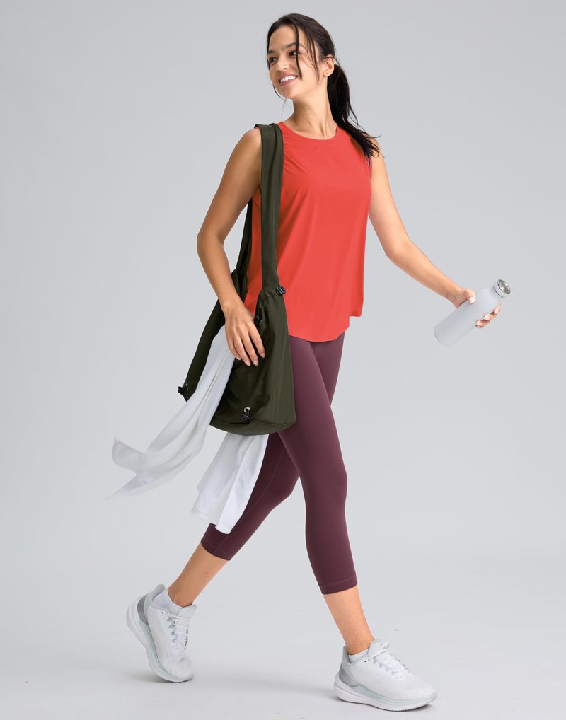 SANTINY Women's Sleeveless Workout Tops Breathable Lightweight Active Tennis Yoga Shirts Athletic Running Tank Tops for Women (Red_S)