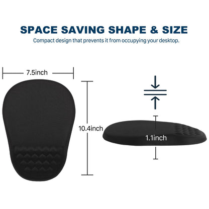 Hasinart Ergonomic Mouse Pad Wrist Rest with Massage Design, Space-Saving Mousepad Wrist Support, Memory Foam Wrist Rest with Non-Slip PU Base for Computer Desk, Black