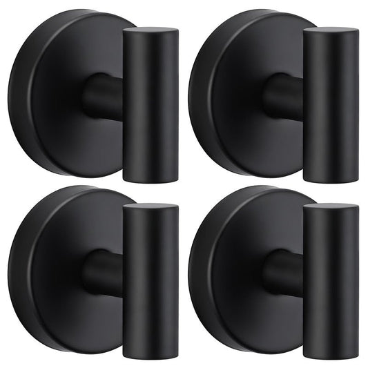 warlve Heavy Duty Reusable Suction Cup Hooks for Shower - No Drill Bathroom/Glass/Mirror/Tiles & Metal and Smooth Non-Porous Surfaces for Towels, Robes, Loofahs(4, Matte Black)