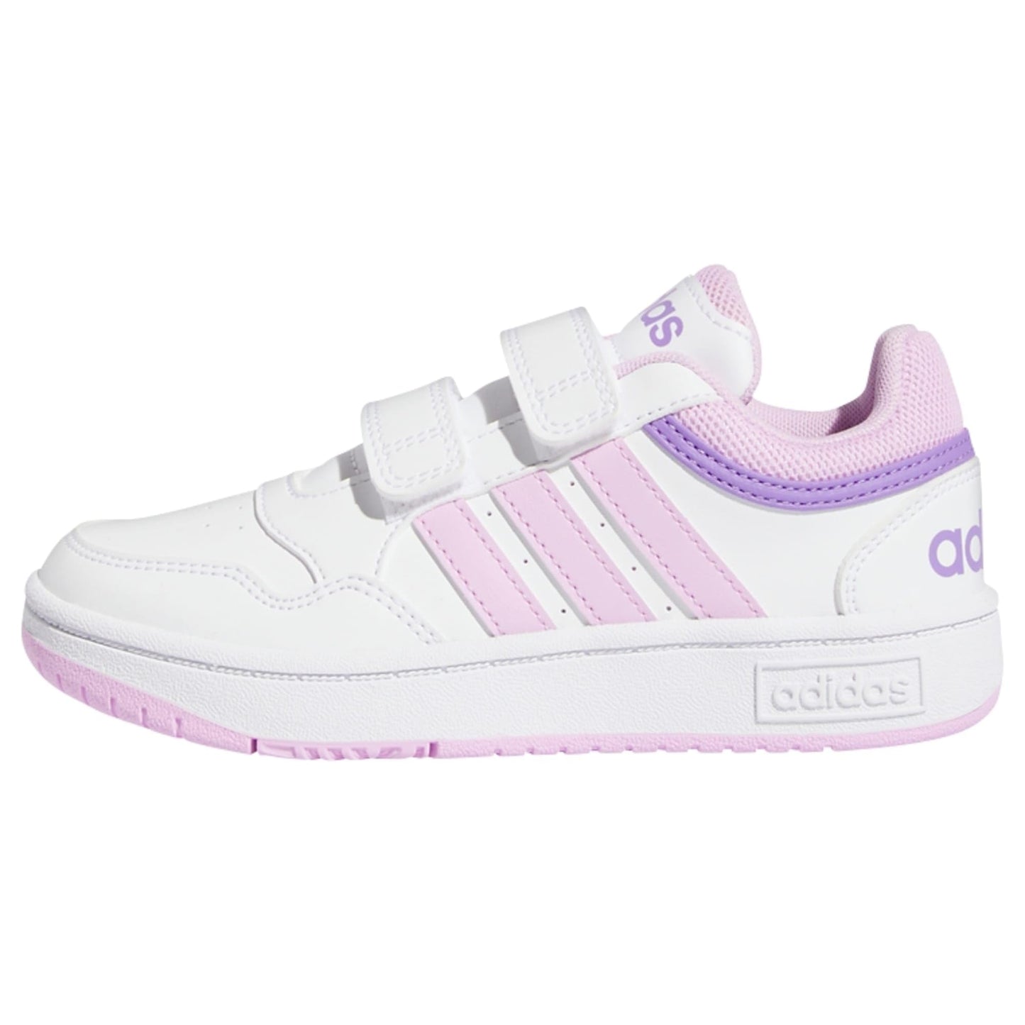 adidas Hoops Lifestyle Basketball Hook-and-Loop Shoes, Cloud White/Lilac/Violet Fusion, 2.5 UK