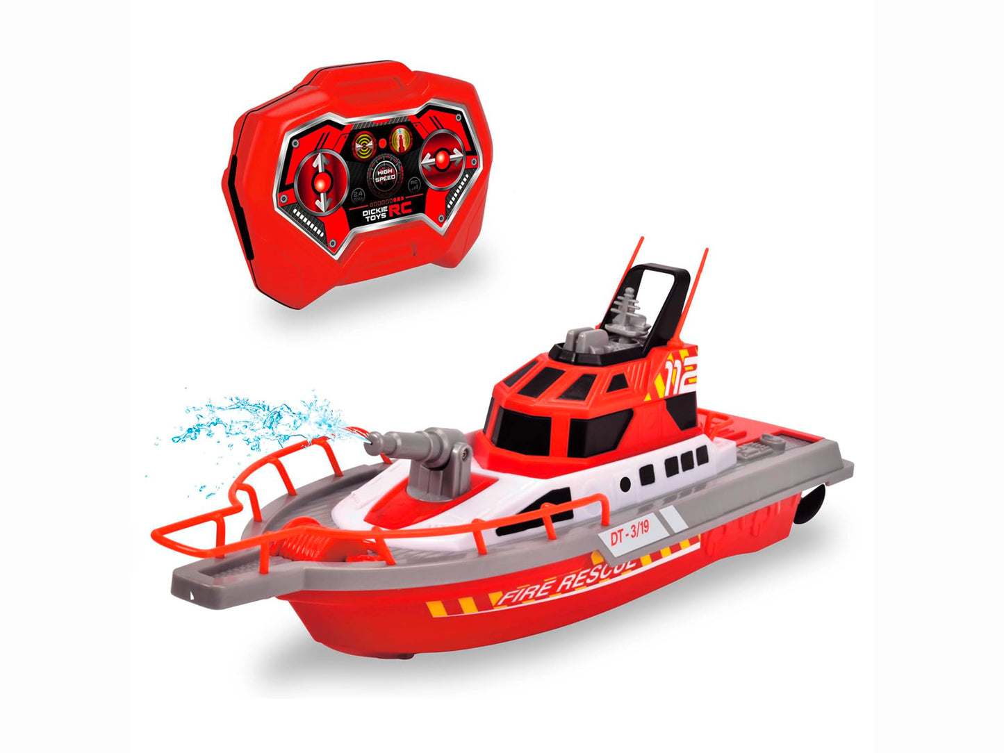 Dickie Toys 201107000- Radio Control Fire Engine 38 cm, 2 Channels, 27 MHz, USB Charging, Tip Speed 6 km/h, for Children from 6 Years