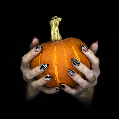 12 Sheets Halloween Full Nail Wraps Stickers, Nail Polish Strips DIY Self-Adhesive Nail Art Decals Pumpkin Bat Ghost Spider Skull Pattern with 2 Piece Nail Files for Party Decor (168 Pieces)