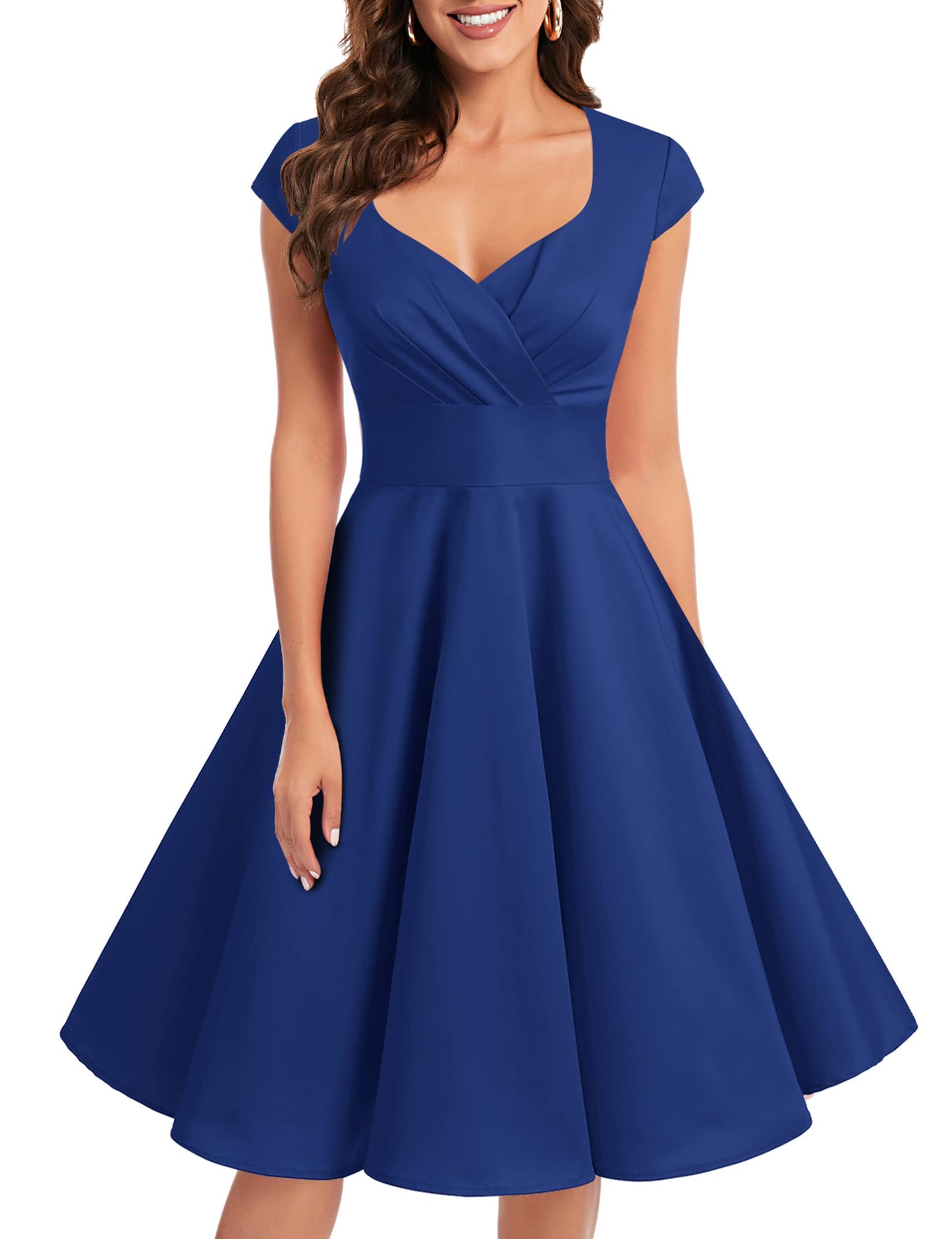 Bbonlinedress Women Royal Blue Dress Vintage 1950s Retro Vintage Cocktail Party Swing Dresses Royal BlueXL