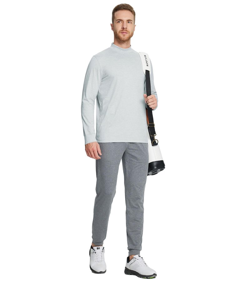 M MAELREG Long Sleeve T Shirts Men Basic Mock Neck Undershirt Shirt Pullover Tops Thermal Turtleneck Sweater Men Light Grey Heather