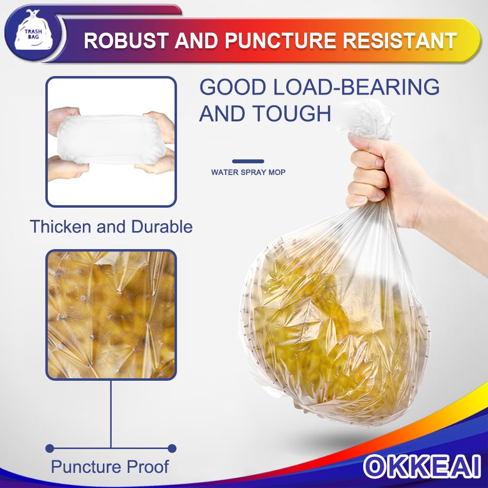 OKKEAI Small Pedal Bin Liners Bathroom Bin Bags White Garbage Bags 8l Rubbish Bags Plastic Waste Bags Clear Trash Bags for Toilet,Office Fit 6L,7L,8L,9L,10L Caddy Bags