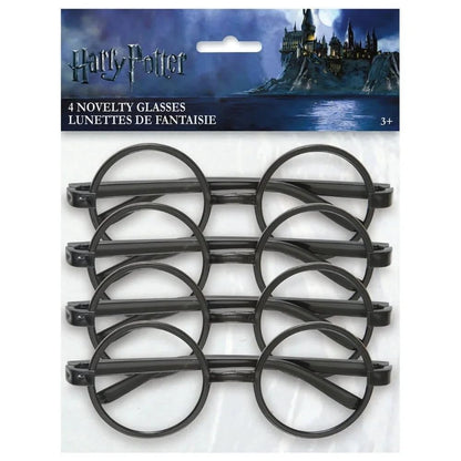 Unique Authentic Black Harry Potter Glasses - Pack of 4 - Magical Cosplay & Enchanting Style - Perfect for Costume Parties
