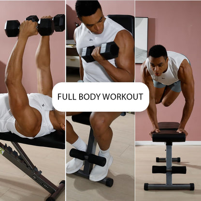 Finer Form 5-in-1 Weight Bench, Adjustable & Foldable for Bench Press, Strength Training and Full Body Workout. Perfect for Dumbbell Sets or an Adjustable Dumbbell Set in Your Home Gym.
