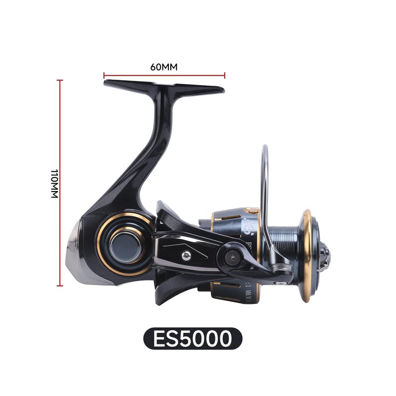 HAUT TON Dolphin Advance Edition Spinning Reel,5.2:1Gear Ratio,22LBS,5+1BB,Backlash Free Bearing,Sealed Drag System,Saltwater,Freshwater Fishing Reels (ES, 5000)