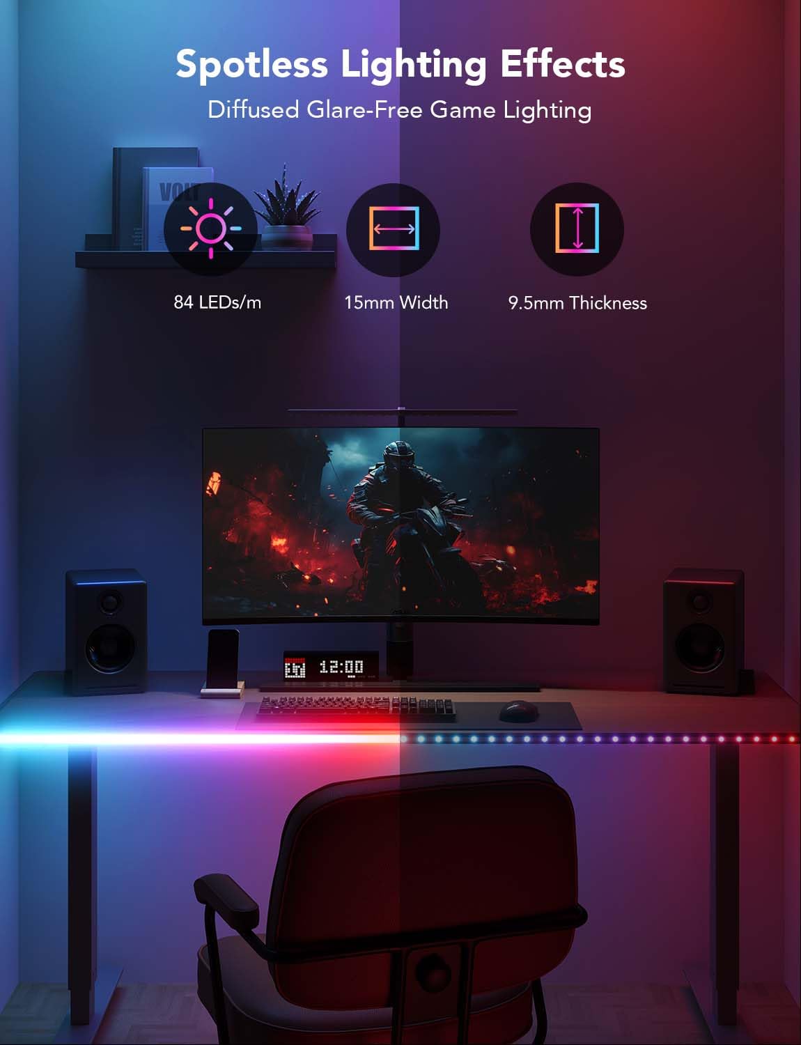 Govee RGBIC Neon Rope Lights for Desks, 16.4ft LED Gaming Desk Lights, Neon LED Strip Lights Syncing with Razer Chroma, Support Cutting, Smart App Control, Music Sync, Adapter (Only 2.4G Wi-Fi)