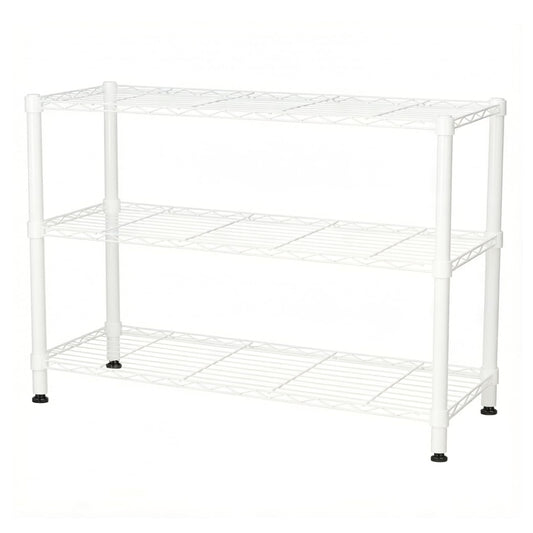 Standing Shelving Units, 36" W x 14" D x 32" H Metal Storage Shelves, Adjustable Carbon Steel Wire Shelving Rack Display Shelf for Garage Bathroom Kitchen Home Office (3-Tiers, White)
