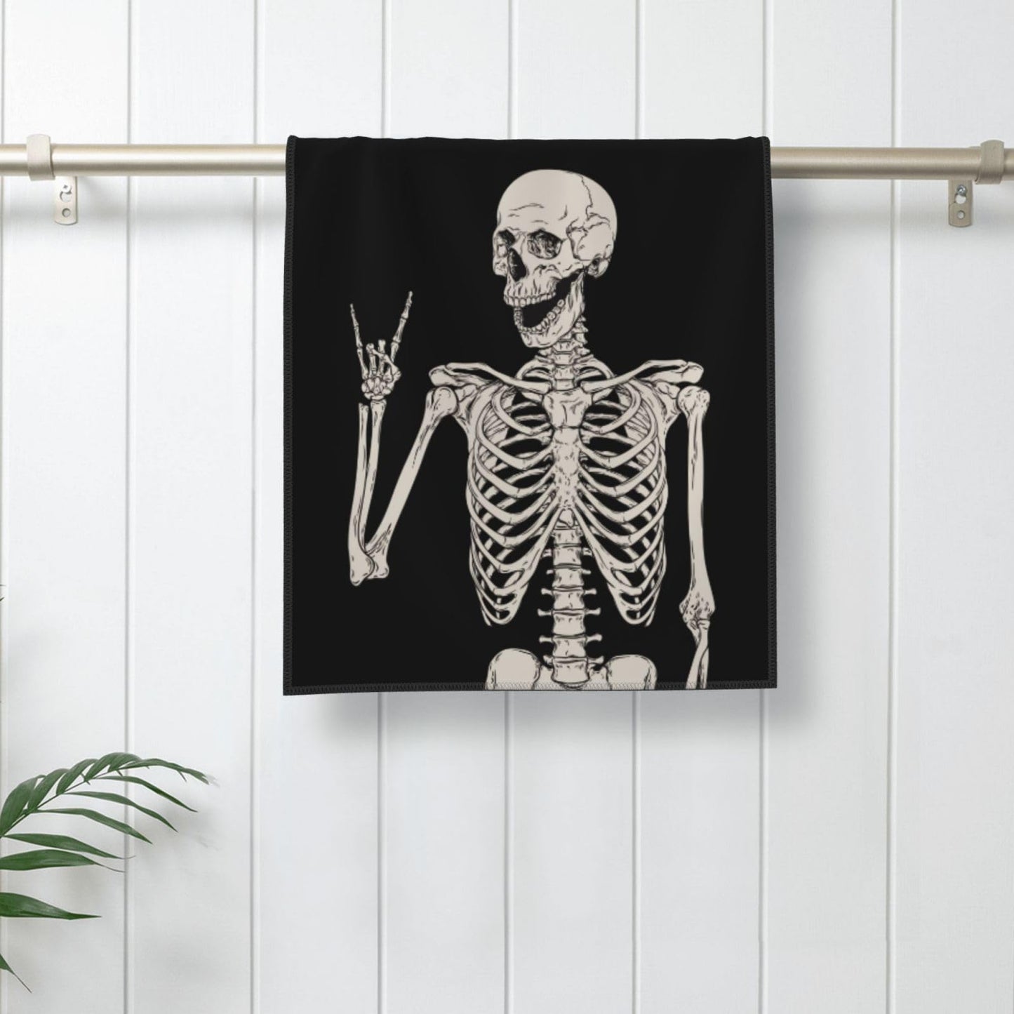 Dewoofly Rock and Roll Skeleton Hippie Skull Soft Fingertip Towels, Hand Towel, Dish Towel for Kitchen All Season 12 x 27.5 inches