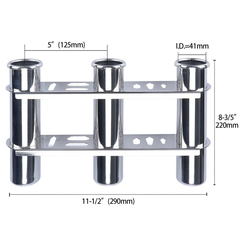 Fishing Rod Holder for Boat, Vertical Wall Mounted Fishing Rod Rack, Stainless Steel Rod Holder for Marine Boat,Fishing Boat, Truck (3 Tubes Upgrade)