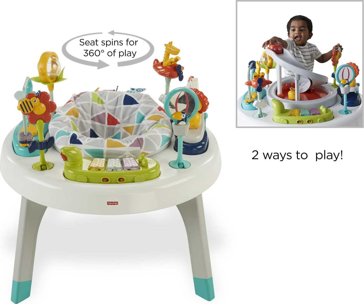 Fisher-Price Baby to Toddler 3-in-1 Sit-to-Stand Activity Center with Playmat, Music Lights & Spiral Ramp