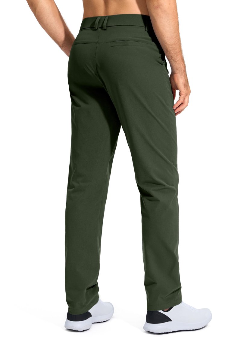 Pudolla Men's Golf Pants Mens Dress Slacks Pants Stretch Work Comfy Pants 32 Quick Dry Casual Trousers with Pockets(Army Green 36Wx32L)