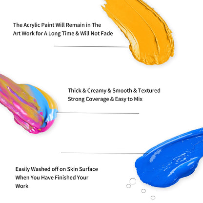 Artkey Acrylic Paint Set - 24 colors 2 oz/59 ml Acrylic Paints Professional Artists Painting Kit for Canvases Fabric Rock Leather Easter Egg Wood Ceramic Glass Art Craft Painting