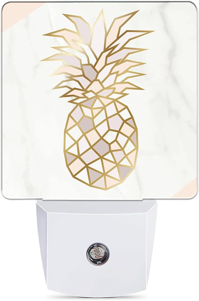 Rose Gold Pineapple Dusk to Dawn Night Light, Auto Sensor Lamp Home Indoor Stairway Kitchen Corridor, Night Lights Plug into Wall Decor, Boys Girls Women Men Room Gifts