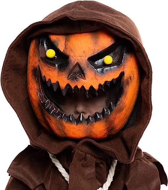 Spooktacular Creations Scary Scarecrow Costume for Kids, Halloween Costume for Boys w/Pumpkin Head, Pumpkin Outfit for Boys