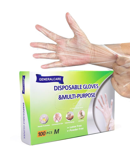 GENERALCARE Ultra Strong Disposable TPE Cooking Gloves, Ideal for Cleaning and Food Prep.Latex & Powder Free Food safe 100 Pieces(M)