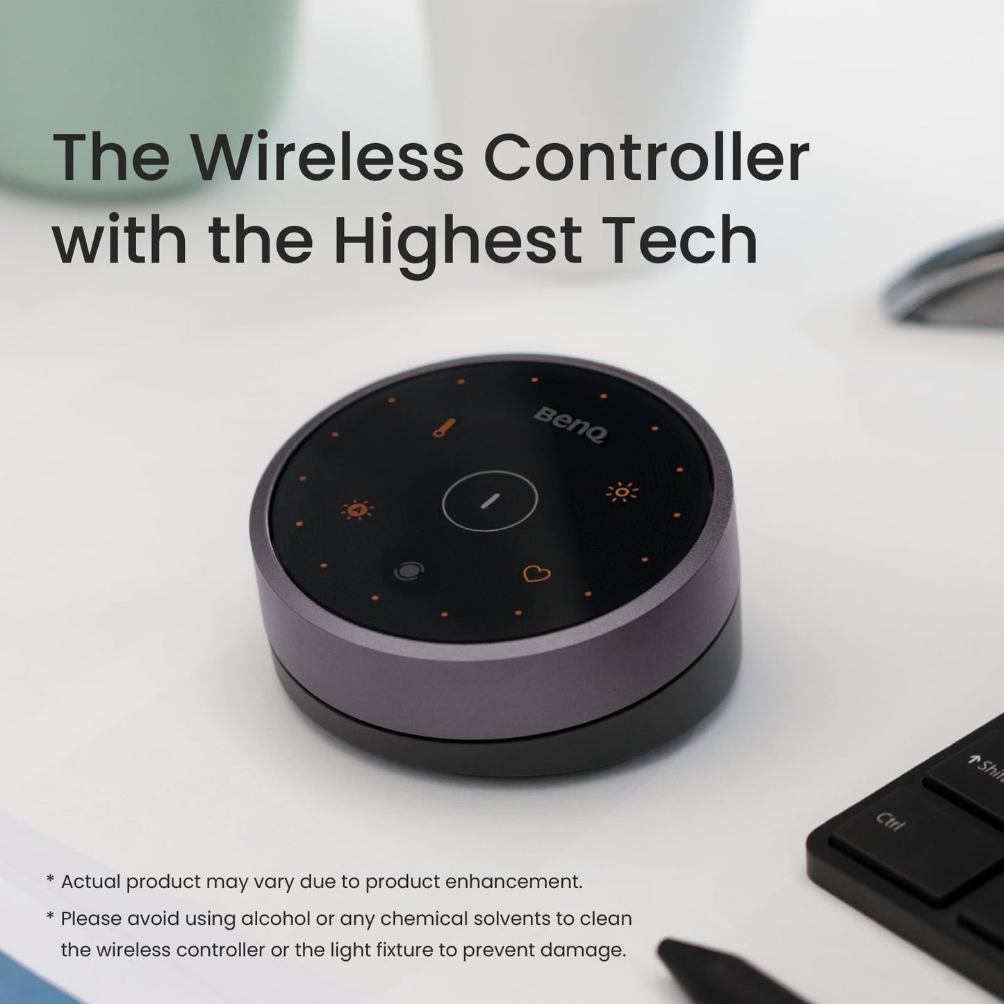 BenQ ScreenBar Halo LED Monitor Light Bar - Wireless Controller, Backlight, Adjustable Brightness/Color Temperature, Eye-Care Light Bar, No Screen Glare, Space-Saving, USB Powered Lamp