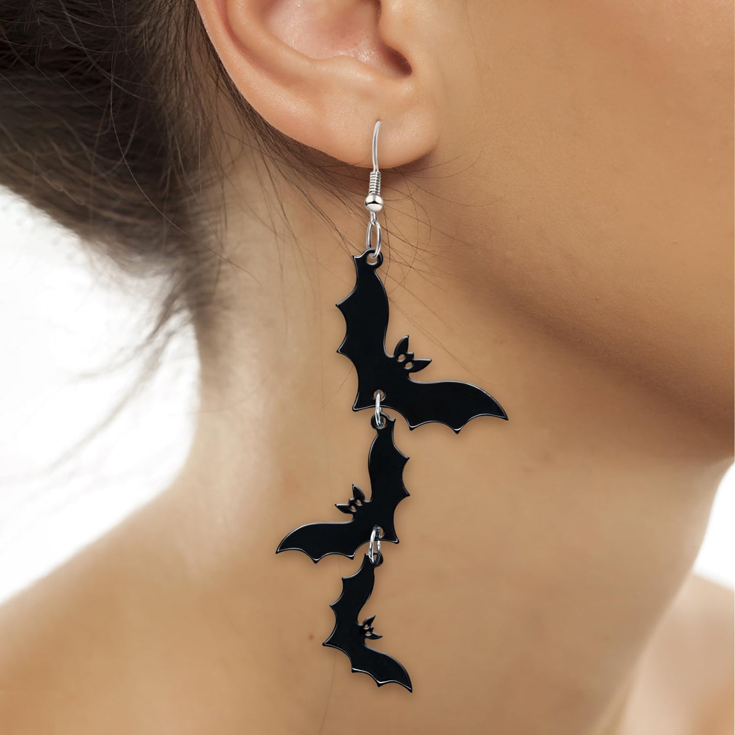 Mintolex Acrylic Halloween Earrings Black Skull Bat Drop Dangle Earrings for Women Fun Cute Spooky Halloween Holiday Costume Jewelry, Bat