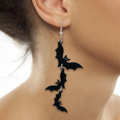 Mintolex Acrylic Halloween Earrings Black Skull Bat Drop Dangle Earrings for Women Fun Cute Spooky Halloween Holiday Costume Jewelry, Bat