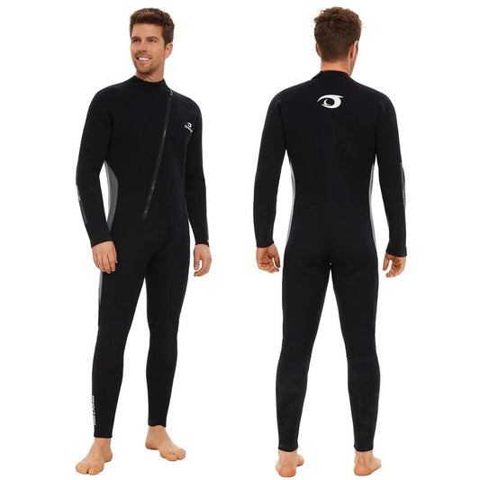 Owntop 5mm Wetsuit for Men - Long Sleeve Full Diving Suits Stretch One Piece Dive Skin UPF50+ Thermal Neoprene Swimwear Ideal for Scuba Surfing Snorkeling, Gray XL