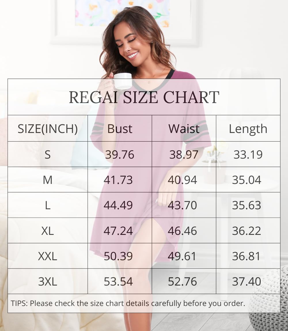 REGAI Women's Nightgown Short Sleeve V Neck Nightshirt Casual Sleepwear, Halloween Purple, XXL