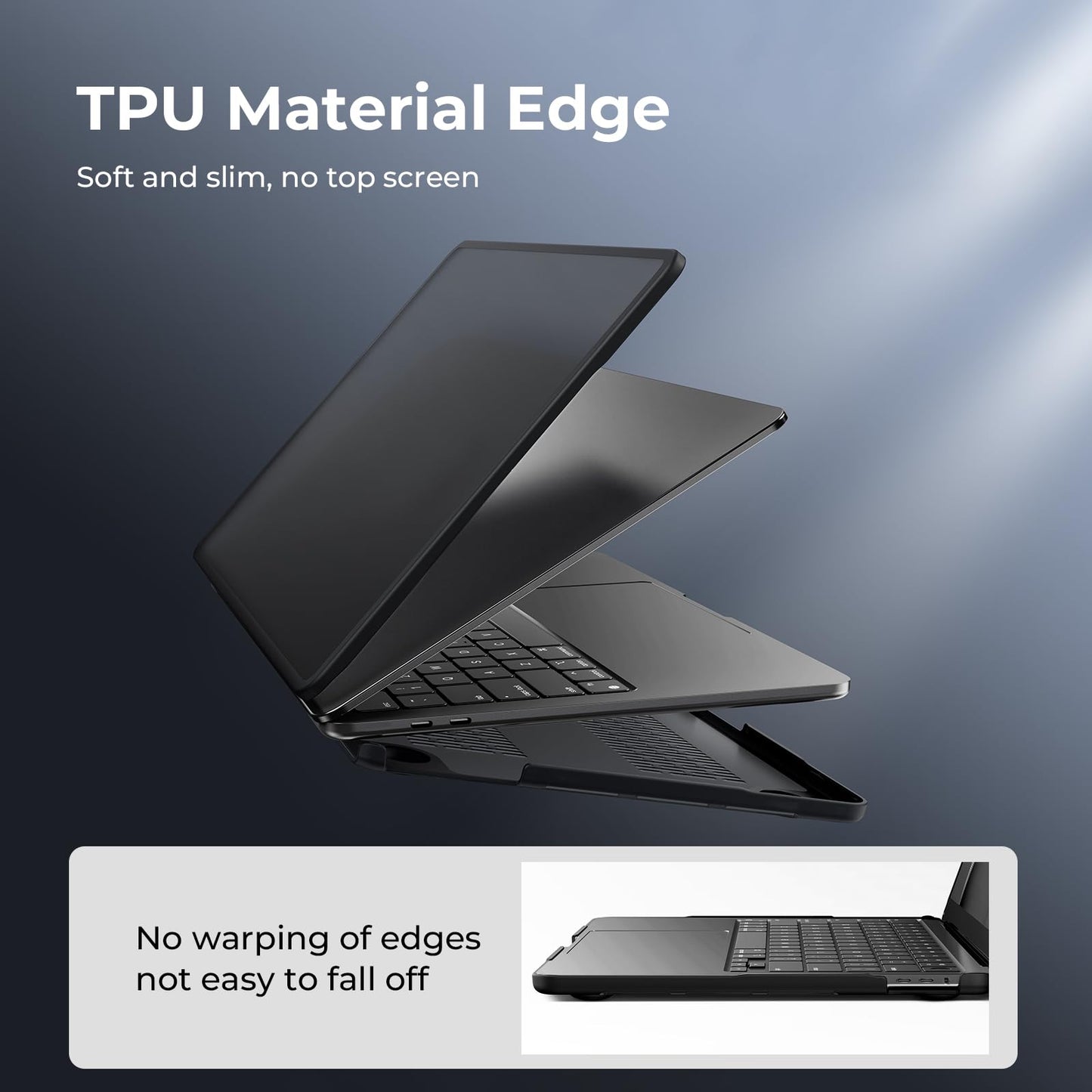 BlueSwan Case compatible for Macbook Pro 13 inch M2 M1 A2338 A2251 A2289 A2159 A1989 A1706 A1708, Released in 2022-2017, Anti-rupture TPU Frame + PC Matte Anti-fingerprint Cover - Frosted Black