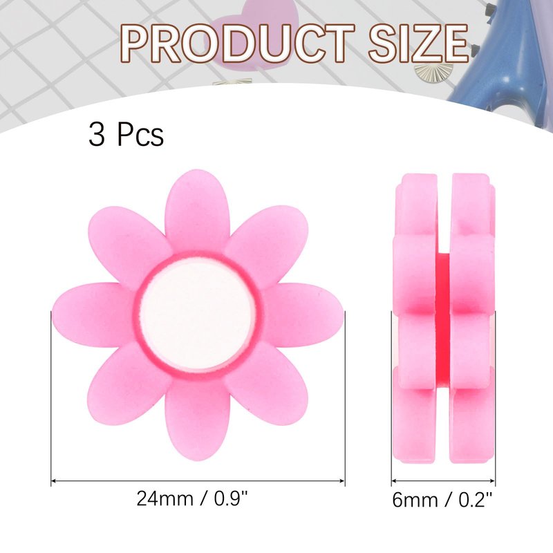 YELARXI Tennis Racket Vibration Dampener Soft Silicone Racket Shock Absorber, Fit for Tennis Racquet String - Flower Shaped (Light Pink, 3Pcs)
